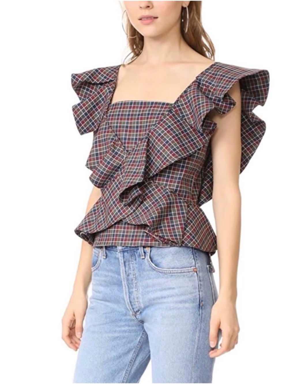 BNWT Petersyn Tate Plaid Multicolour Top